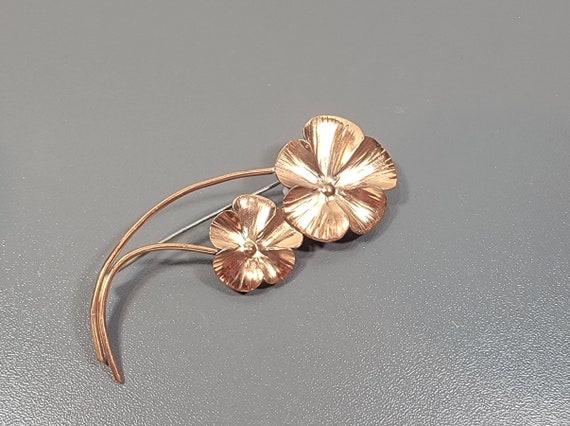 pansy flower brooch copper handmade stuart nye - image 1