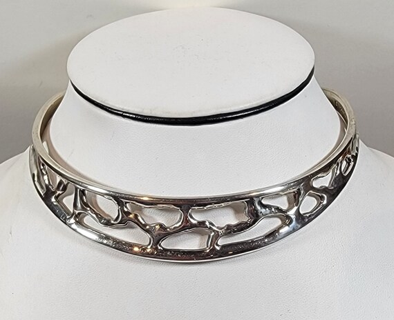 silver collar necklace buch deichman denmark seventies style brutalist