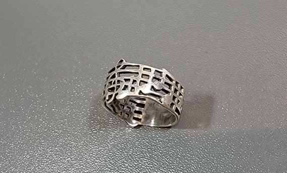 music ring notes treble cleff sterling silver band - image 1