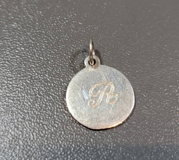 small monogram R charm sterling silver cursive le… - image 4