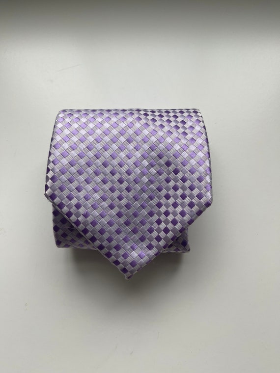 Paul Smith Silk Necktie Purple Lilac Luxury Microcheck Vintage