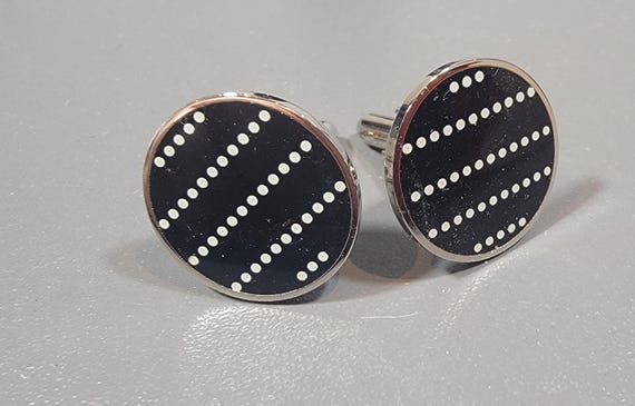 paul smith cufflinks black and white dot design new old stock luxury designer