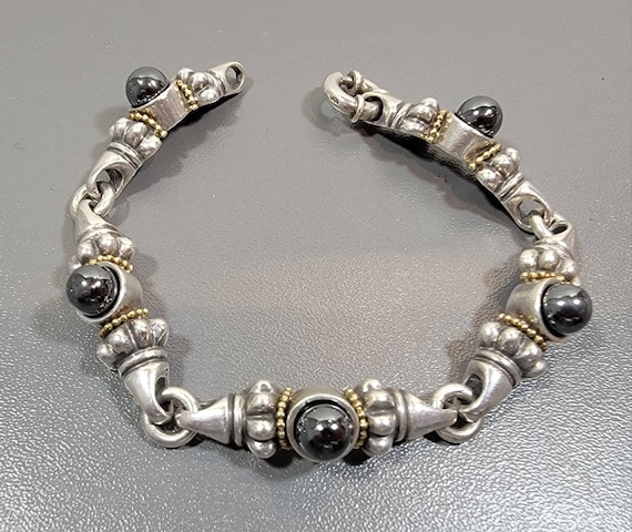 lagos caviar bracelet sterling silver 18 k hematite beads
