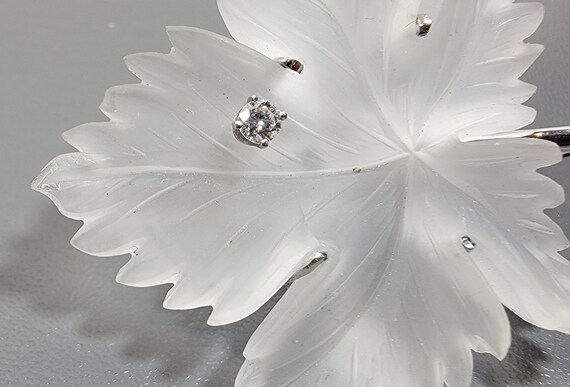 rock crystal brooch diamond white gold maple leaf - image 6
