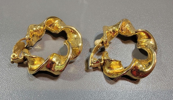 big hoop earrings clip on gold tone french Sonia rykiel