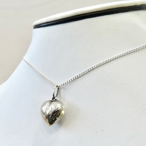 Puffy heart pendant Sterling silver engraved Love token necklace