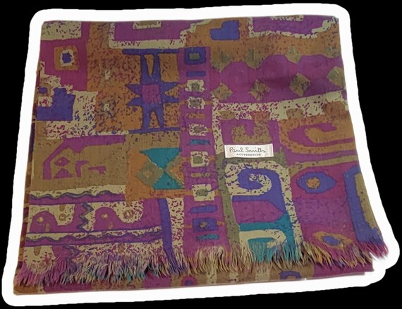 Wool scarf oblong vintage Paul smith double sided… - image 5