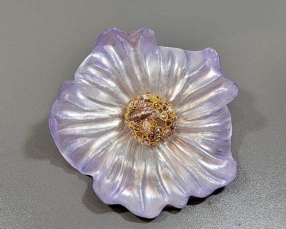 alexis bittar flower brooch large crystals vintag… - image 1