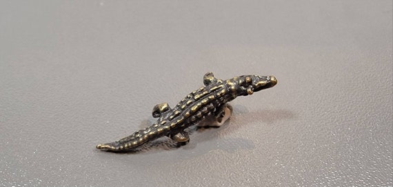 alligator tie tack brass or bronze