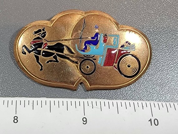 deco brooch horse carriage bouillett france high … - image 7