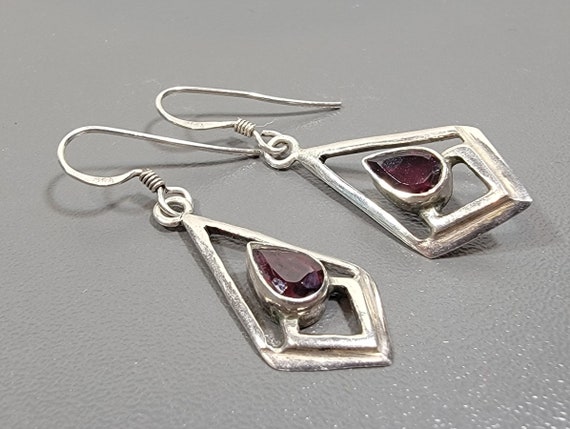 sterling silver earrings pierced red stone accents