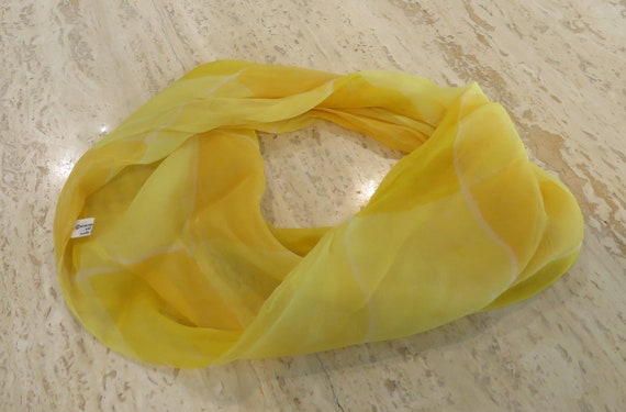 yellow vera silk chiffon infinity scarf vintage e… - image 2