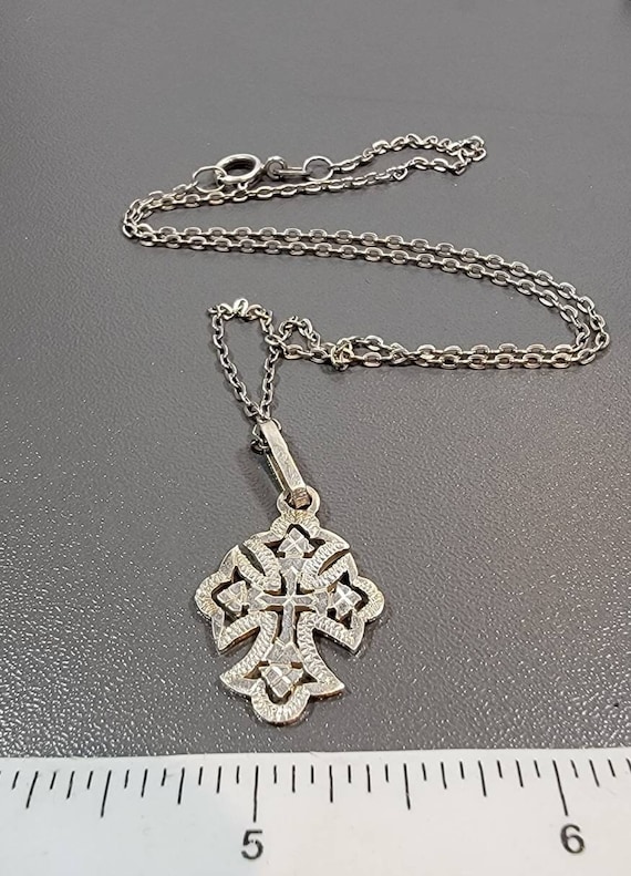 cross pendant sterling silver decorative engraved