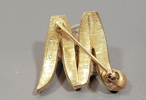 trifari brooch initial pin letter M cursive script - image 3