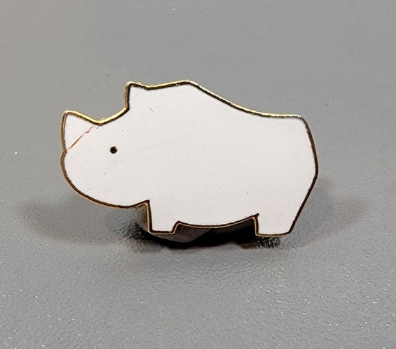 rhinoceros brooch small enamel zoo animal