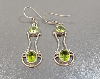 peridot earrings sterling silver dangles pierced