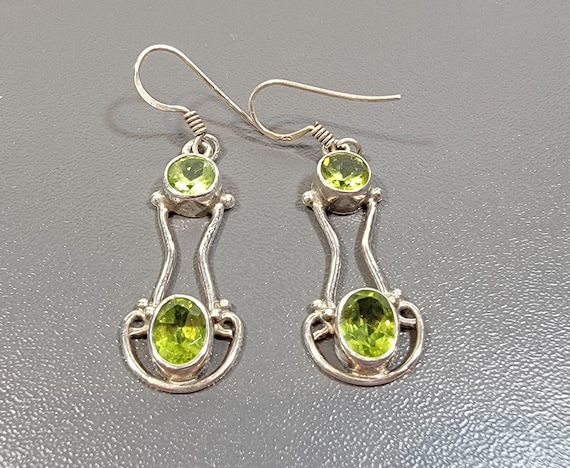 peridot earrings sterling silver dangles pierced