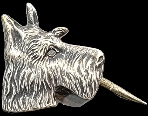 dog lapel pin terrier sterling silver