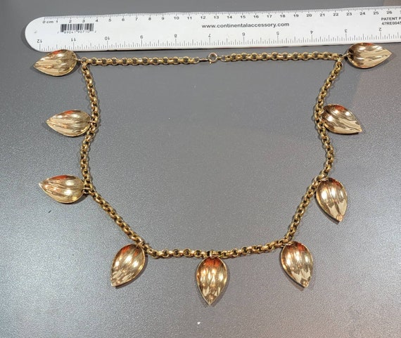 gold tone chain necklace leaf dangles napier laye… - image 2