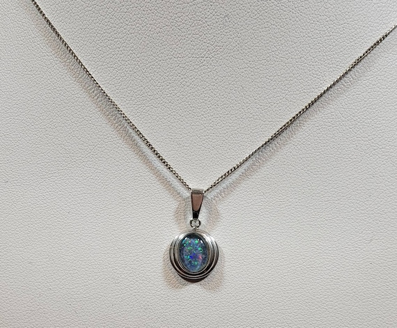 opal glass pendant sterling silver necklace