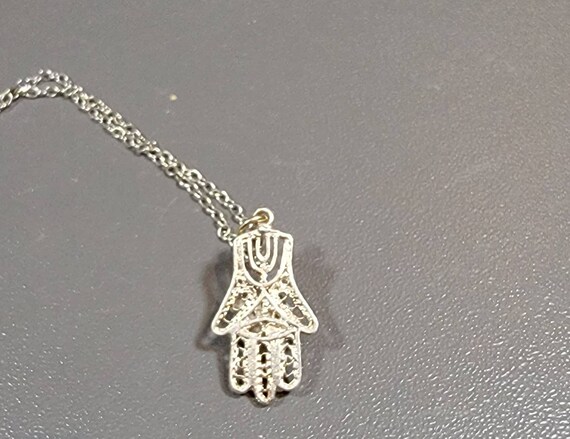 hamsa hand pendant filigree sterling silver hand made