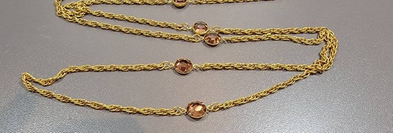 topaz station necklace golden rope chain glass be… - image 4