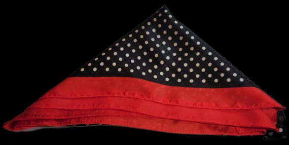 polkadot scarf silk white, black and red square vintage