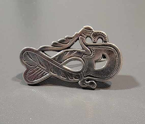 norse bird brooch sterling silver made in denmark mythological eagle raven or hawk