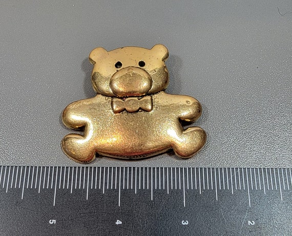 teddy bear brooch gold tone plastic