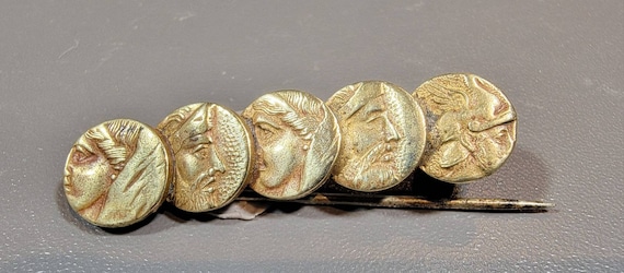 Antique brooch homeric english bronze coins illiad odyssey