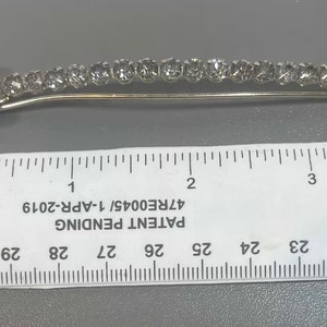 vintage white rhinestone hair barrette straight line prong set rhinestones long barrette regency style