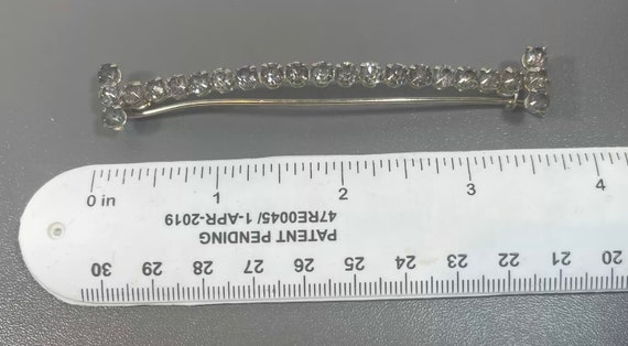 vintage white rhinestone hair barrette straight line prong set rhinestones long barrette regency style