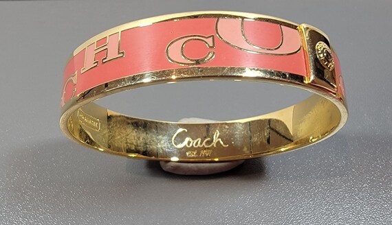 coach bangle pink enamel cloissone bracelet - image 5