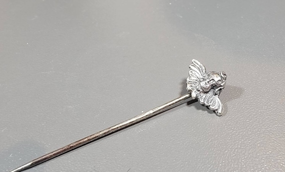 cherub lapel pin sterling silver antique victorian