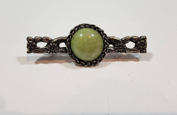 green brooch silver tone celtic style traditional scots design