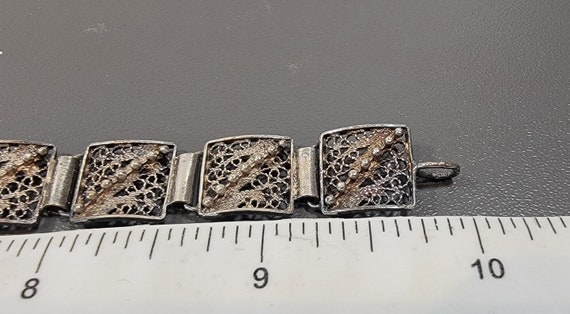 Filigree bracelet sterling silver square links - image 4