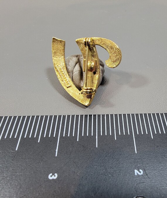 brooch initial pin letter v cursive script gold t… - image 2