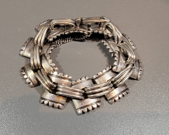 hector aguilar 940 silver link bracelet wide bold hechi en Mexico Taxco