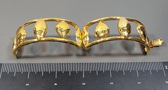 Bangle bracelet Gold tone hinged shiny links monet - image 5