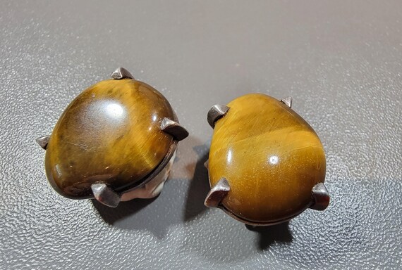 Tigers eye earrings clip on sterling silver arne Johansen denmark
