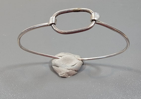 silver bangle bracelet hinged modern style slim wire