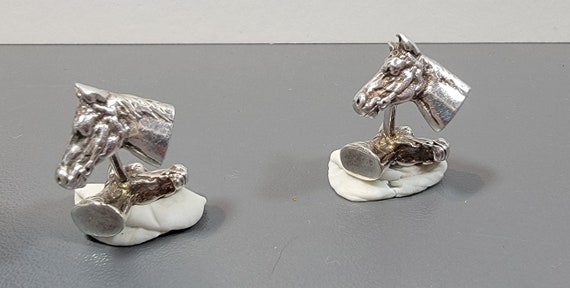 horse cufflinks sterling silver heavy - image 3
