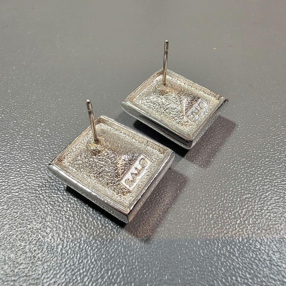 Swarovski earrings pierced rectangular silver ton… - image 2