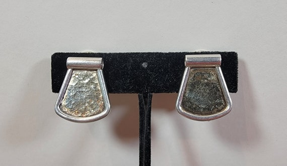 clip earrings Vintage seventies sterling silver a… - image 1