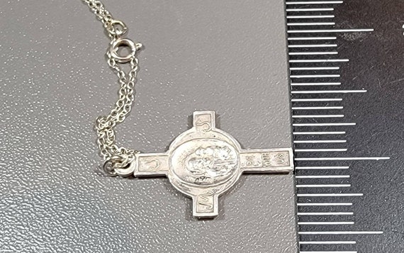 saint christopher medal cross shape edelweiss flo… - image 3