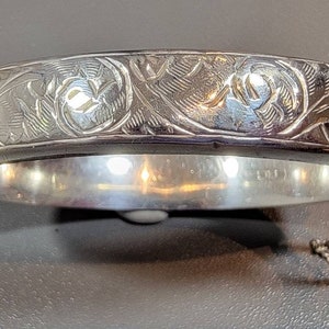 sterling bracelet engraved design bangle hinged victorian