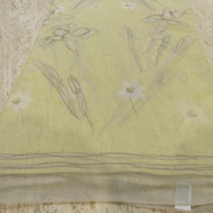 Yellow sheer scarf oblong modern floral scarf grey and white chiffon scarf
