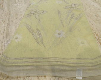 Yellow sheer scarf oblong modern floral scarf grey and white chiffon scarf