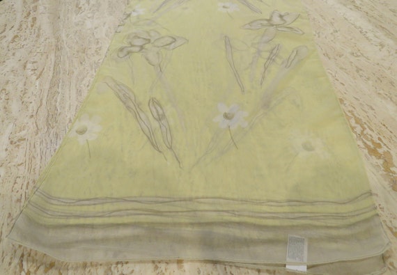 Yellow sheer scarf oblong modern floral scarf grey and white chiffon scarf