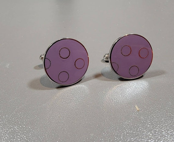 purple cufflinks Paul Smith cufflinks lilac dot design silver tone metal nos
